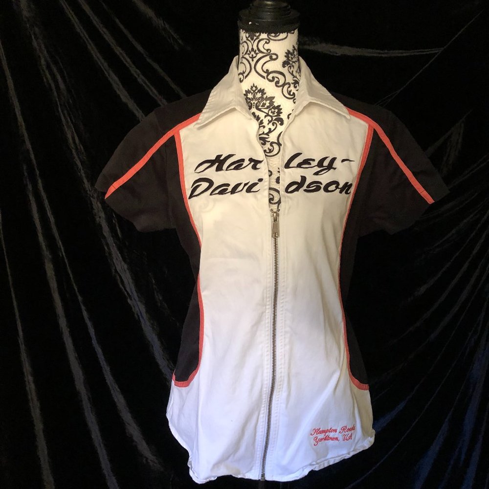 Harley Davidson ZIP-down Short-sleeved top
